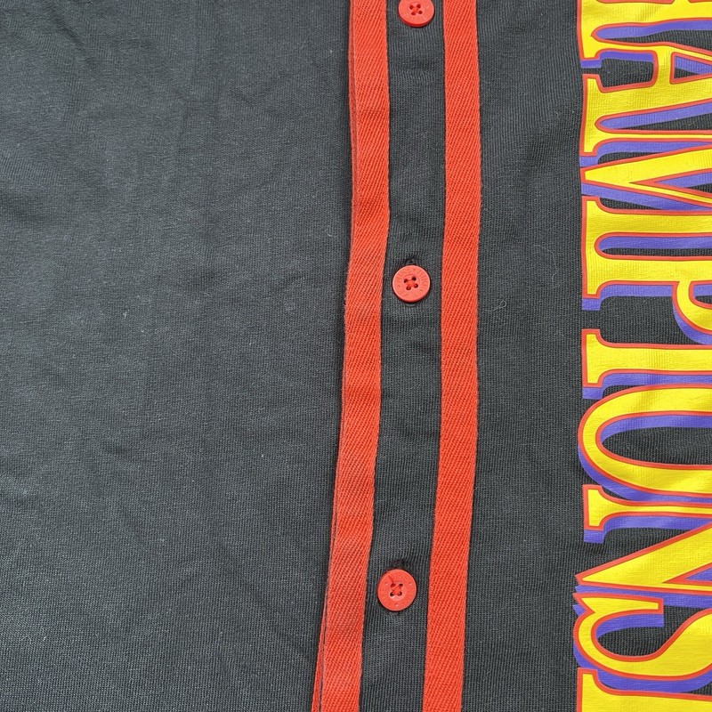 Nike Americana Top Flames Button Baseball Jersey Shirt Black Orange DV9642 Large gallery