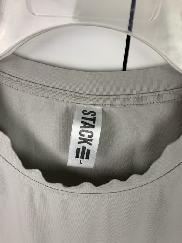 Stack Athletics LARGE Men’s Short Sleeve Tee Beige Gray Athletic workout gallery