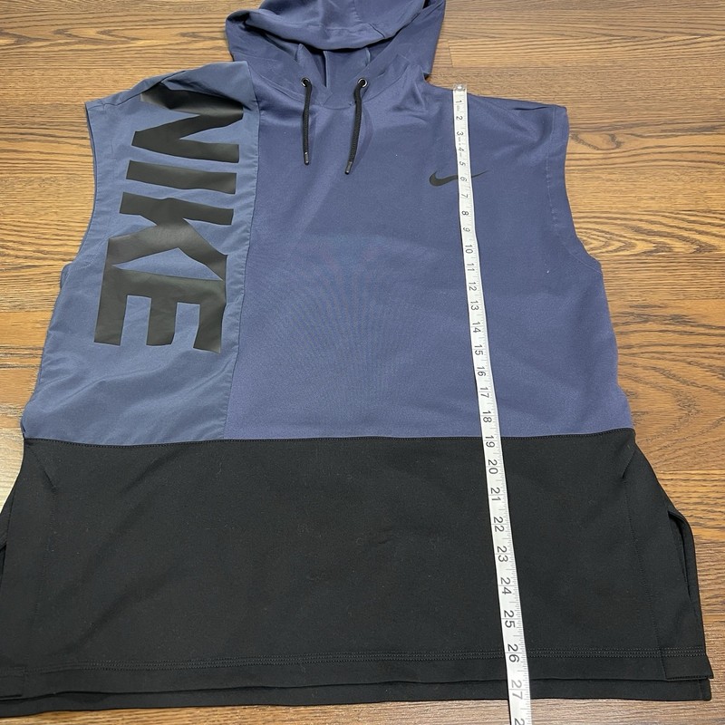 Nike Men's Dri-FIT workout hooded tank top in blue and black size Medium gallery