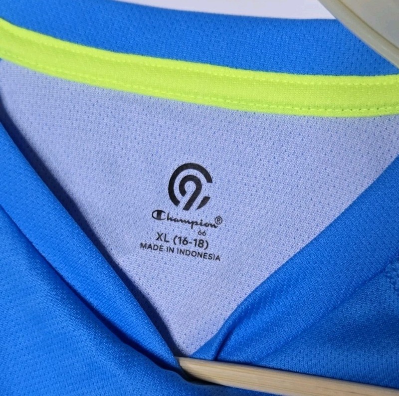 Champion NWT C9 Duo Dry+ Performance Shirt Kids XL 16-18 Blue Crew Neck Sports gallery