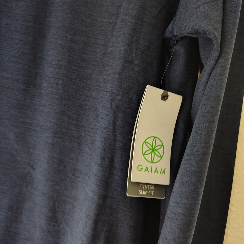 Gaiam Half Zip Pullover Active Top Blue | Long Sleeve Slim Fit | Size L gallery