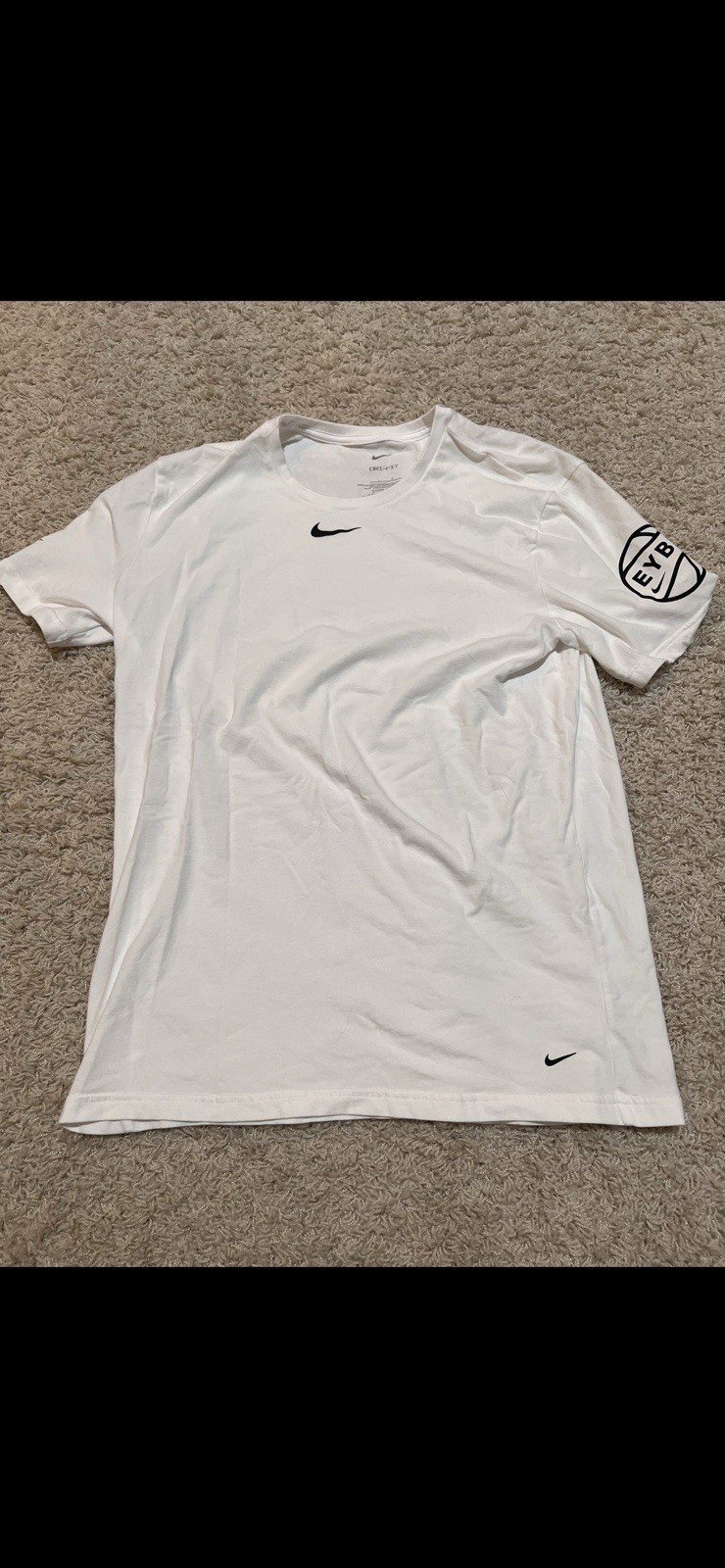 Nike Dri-FIT EYBL White Short Sleeve Crew Neck Basketball T-Shirt Men’s L gallery