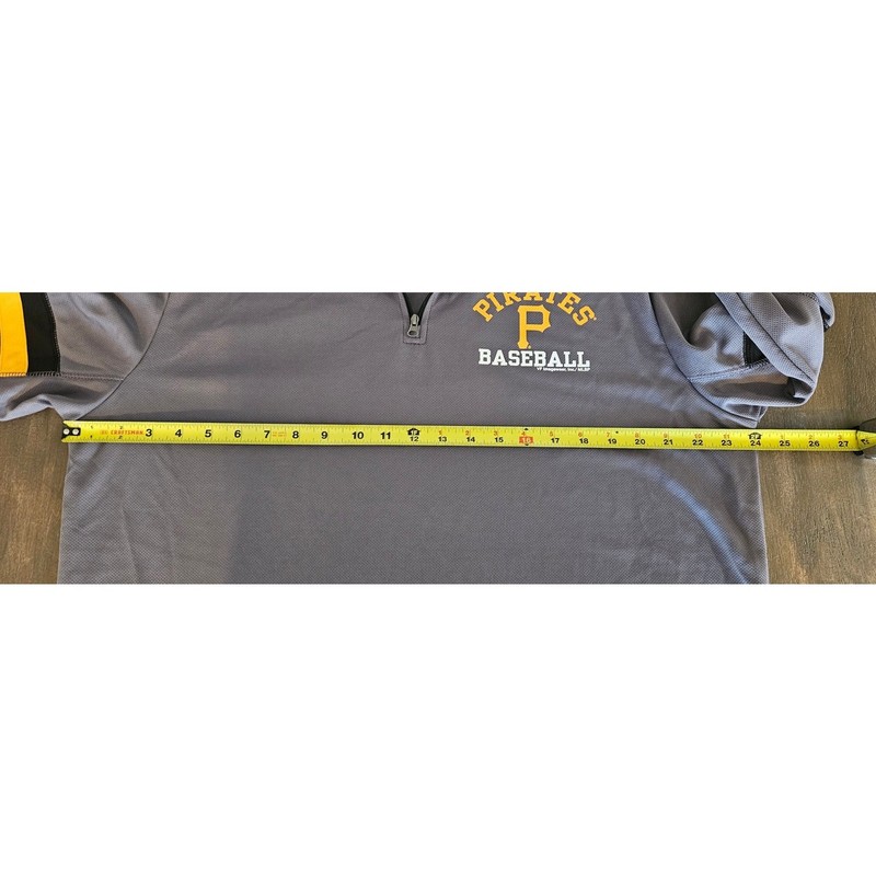 Men's Pittsburgh Pirates MLB Baseball LS Quarter Zip Gray Black Yellow Size XL gallery
