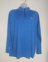 Under Armour Men’s Shirt XL 1/4 Zip Long Sleeve Pullover Heatgear Blue