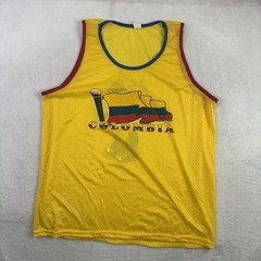 VTG Colombia Yellow Mesh Basketball Jersey See Through Men’s OSFA XL