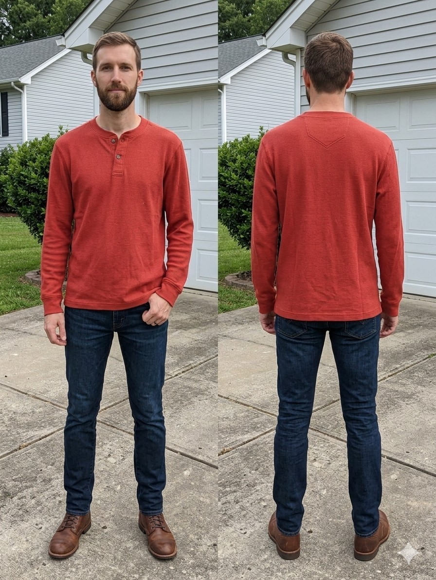 NWT Eddie Bauer Men's L Tall Red Thermal Henley Waffle Knit Long Sleeve Outdoor gallery