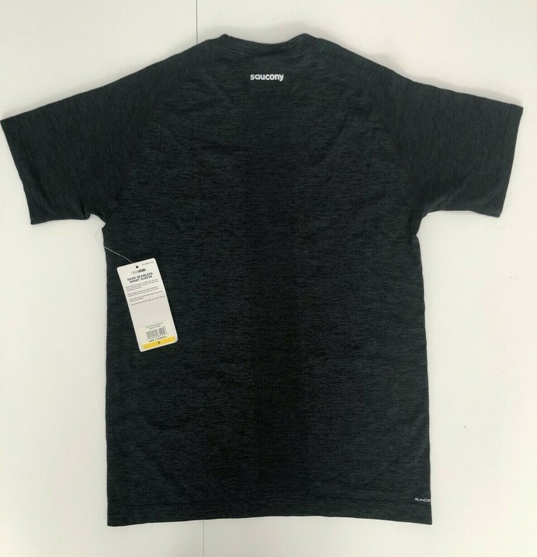 Saucony Men's Dash Seamless Short Sleeve T Shirt, Gray Carbon Heather, New Small gallery