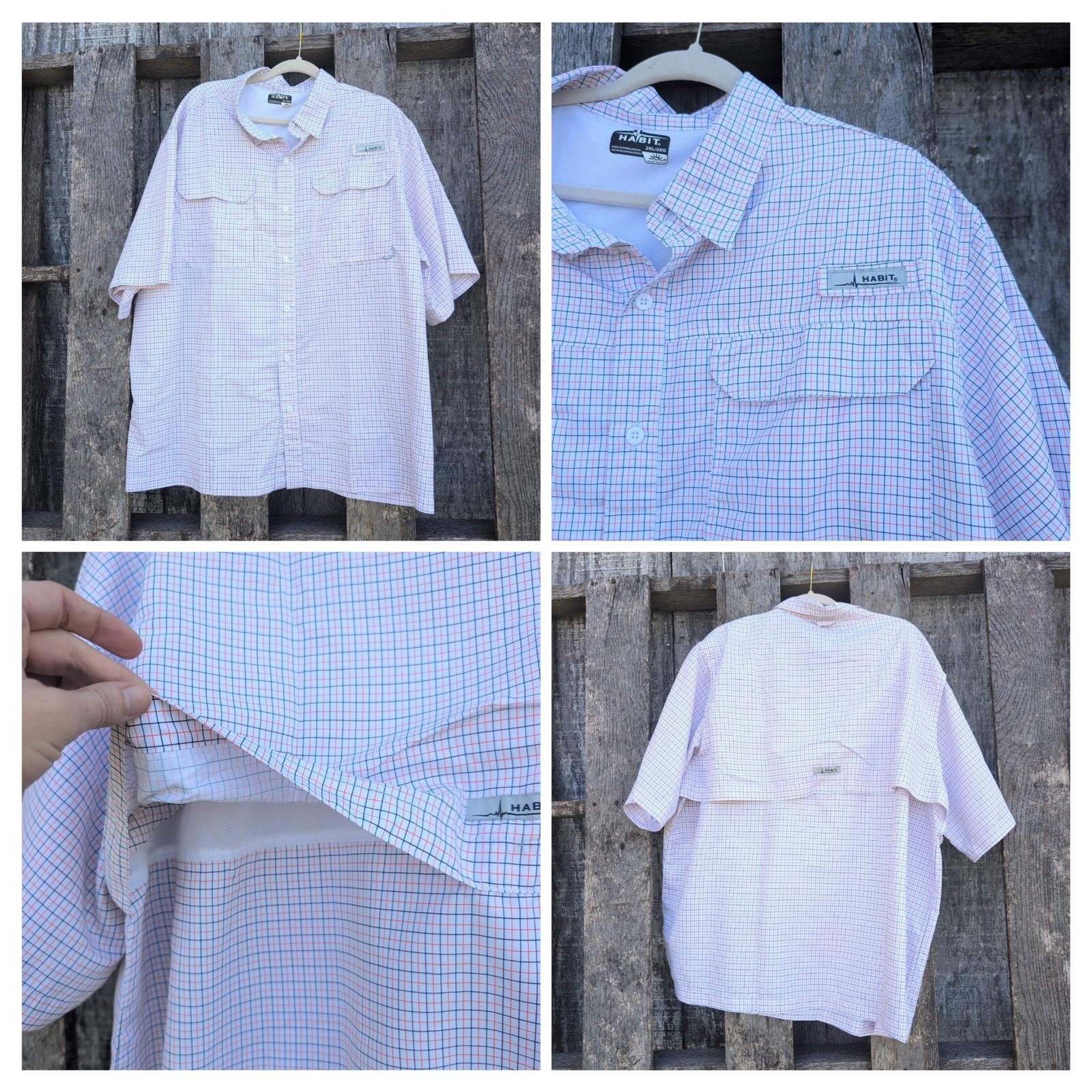 Silver Bait / Habit Vented (2) Fishing Shirts Pockets White Men's 2XL gallery