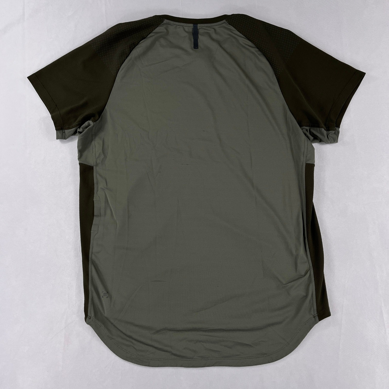 Lululemon Short Sleeve Shirt Perforated Mesh Active Training Olive Green Mens M gallery