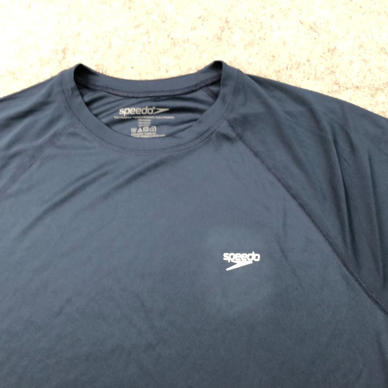 Speedo Shirt Men Large Blue Short Sleeve Gym Workout Swim Outdoors Beach * gallery