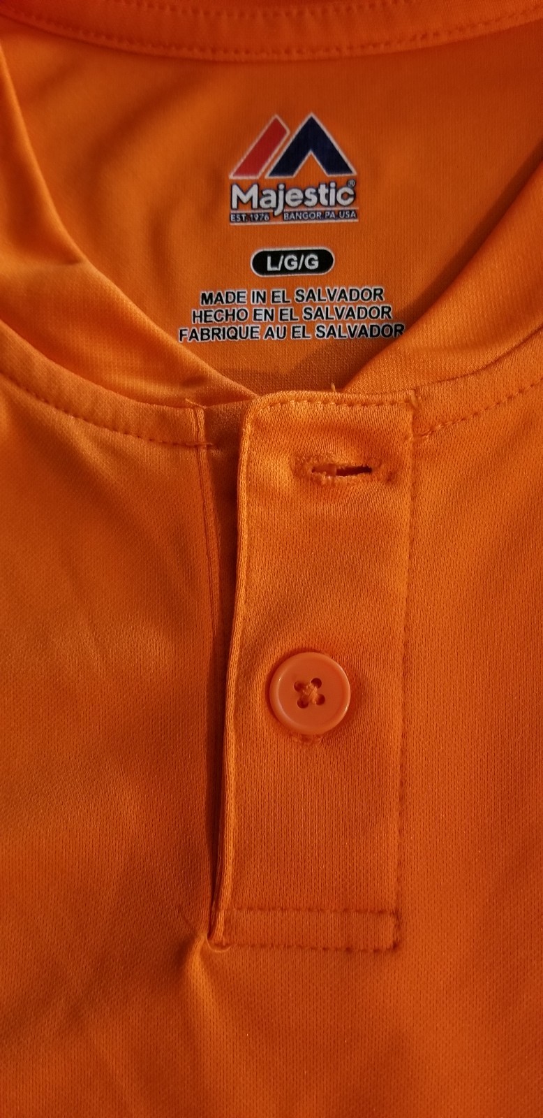MAJESTIC Brand ~ Men's Size Large ~ "METS" Orange ~ Short Sleeve Polyester Shirt gallery