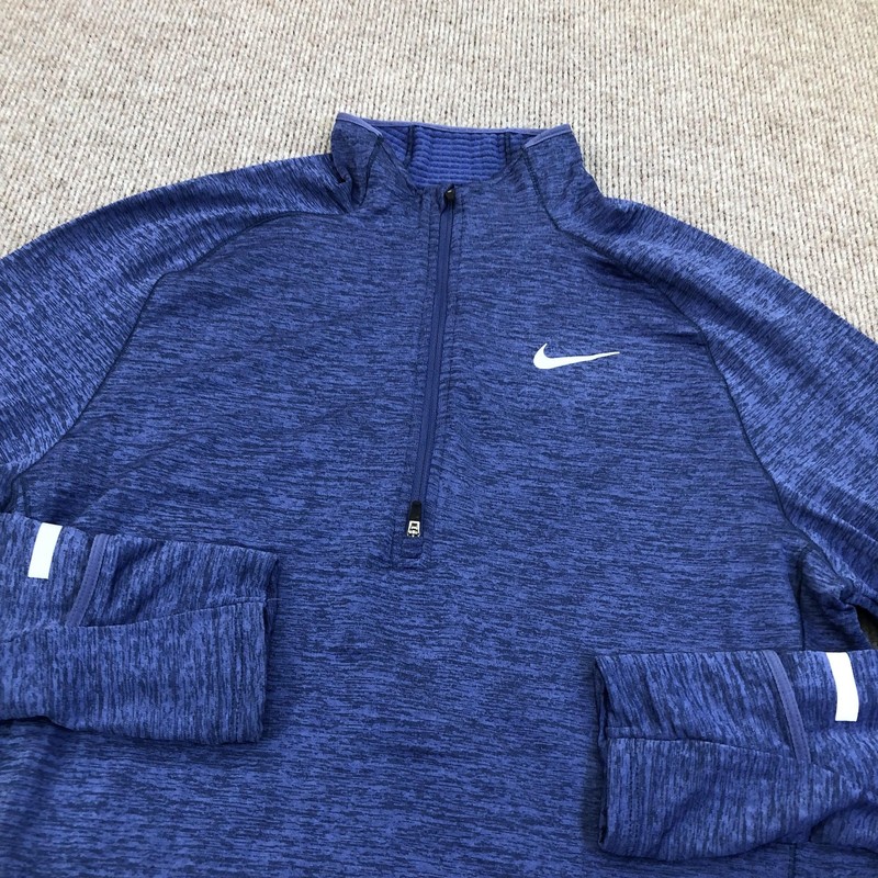 Nike Dri-FIT Pullover Mens Medium Blue Long Sleeve 1/4 Zip Reflective Top gallery