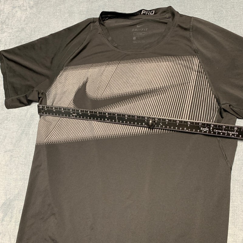 Nike Pro Dri Fit Running T Shirt Mens Large Black Swoosh Logo Fitted Fit Sports gallery