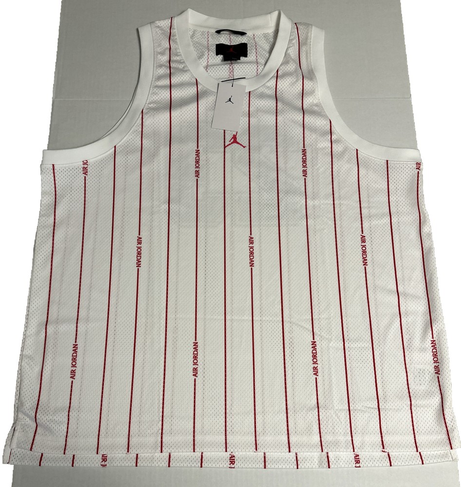 Michael Jordan Jersey Jumpman Mens 3XL White Red Pinstripe DM1380-100 NWT