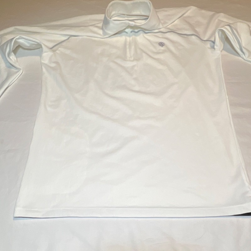 Coolibar unisex 1/4 Zip Mock Neck Long Sleeve Pullover White L Poly/Spandex gallery