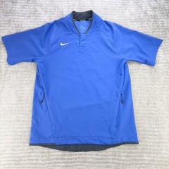 Nike Baseball Hot Jacket Mens Medium Blue Short Sleeve Pullover Cage Windshirt