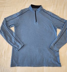 TASC Performance 1/4 Zip Pullover Mens Large Blue Long Sleeve Bamboo Blend