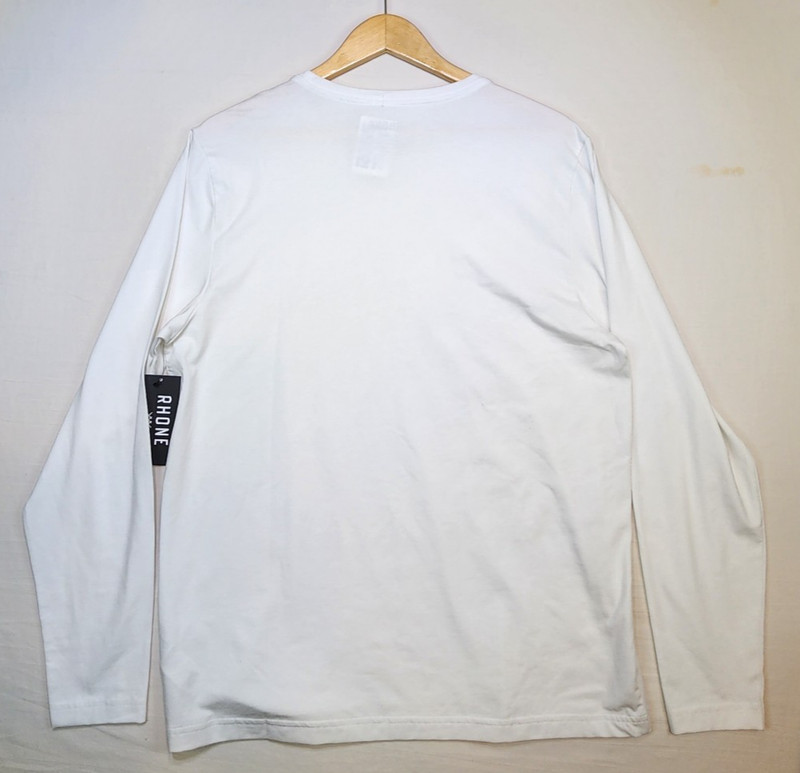 Rhone Performance Long Sleeve Crew Slim Fit Shirt Men L White Pima Cotton gallery