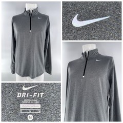 Nike Dri-Fit 1/4 Zip Pullover Men’s M Gray Poly Spandex Long Sleeves YGI G5-47