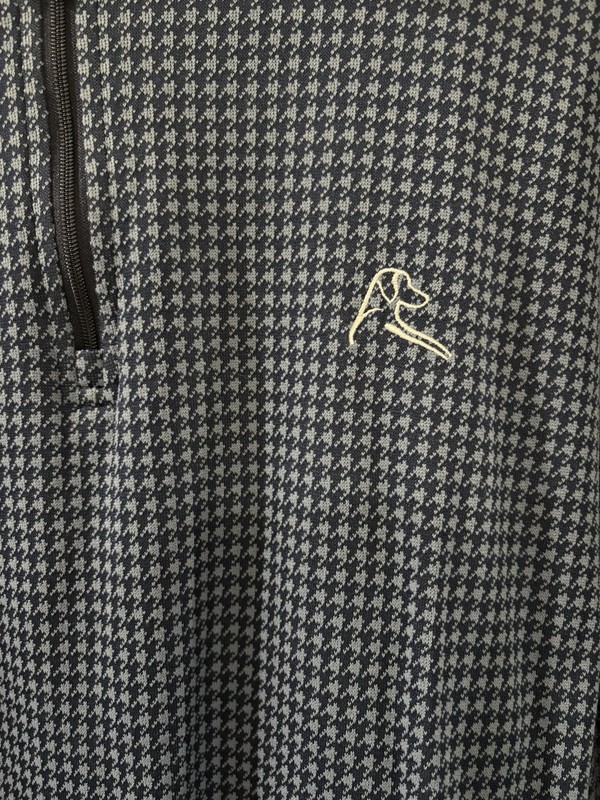 Rhoback Mens Pullover Blue Plaid 1/4 Zip Logo Golf Houndstooth Stretch Sz XL gallery