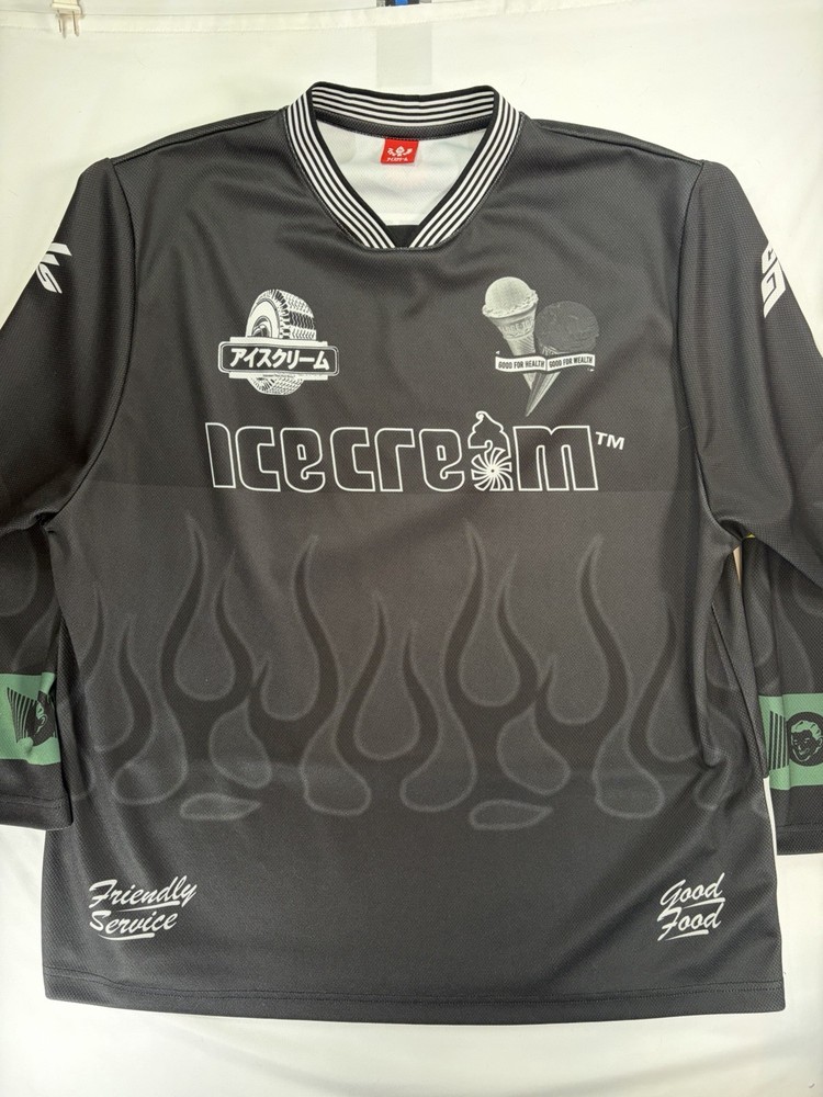 Ice Cream Brand Mens Good Food Long Sleeve Soccer Jersey XL Rare 461-1310-BLK