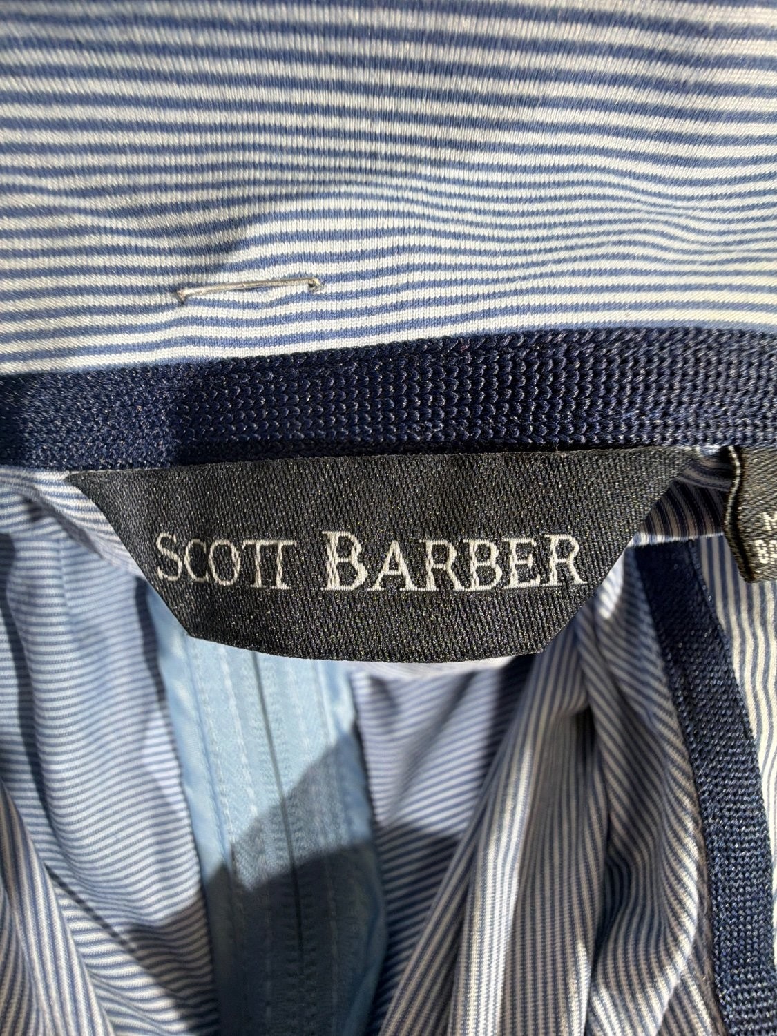 Scott Barber Men's Size S Quarter Zip Pullover Blue Striped Performance Golf Top gallery