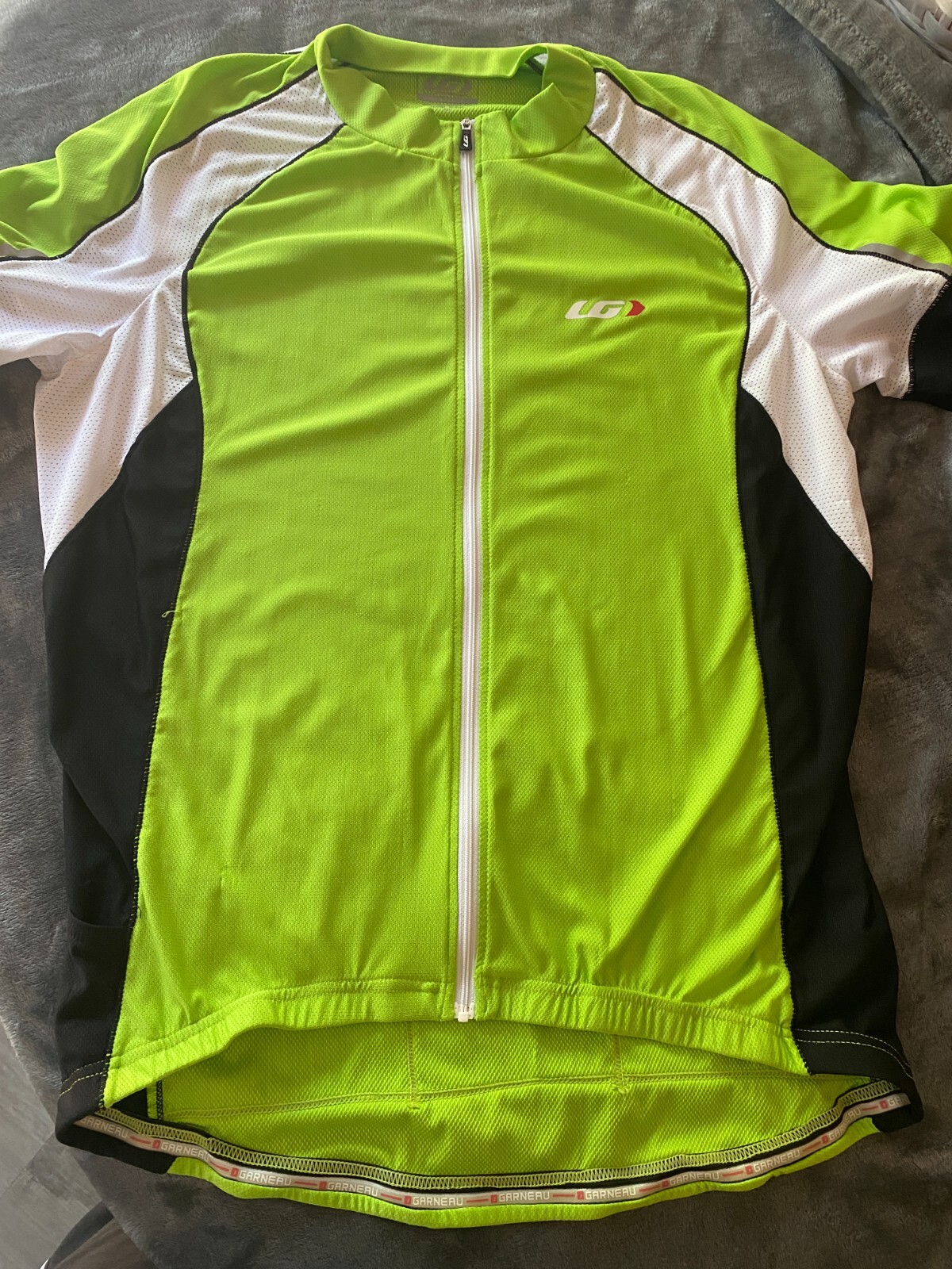 Louis Garneau Neon Yellow Men's Size L Short Sleeve Full Zip Cycling Jersey gallery