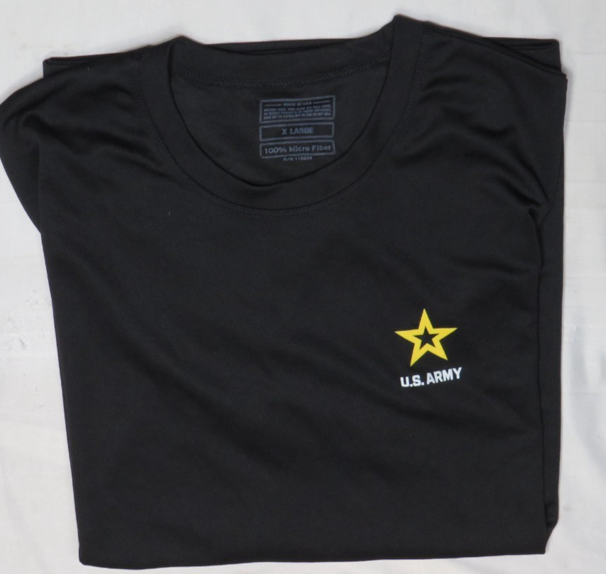 U.S. ARMY MENS XL TEE SHIRT BLACK 100% MICRO FIBER T-SHIRT PFU TIGHT WEAVE MESH gallery