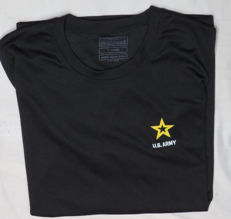 U.S. ARMY MENS XL TEE SHIRT BLACK 100% MICRO FIBER T-SHIRT PFU TIGHT WEAVE MESH gallery