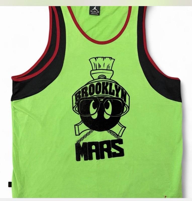 🚨Jordan Brooklyn Mars Marvin the Martian Men’s Green Tank Jersey Scoop Neck X🚨 gallery