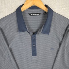 TRAVIS MATHEW Mens Size 2XL Performance Cotton Polo Shirt Blue Gray Golf