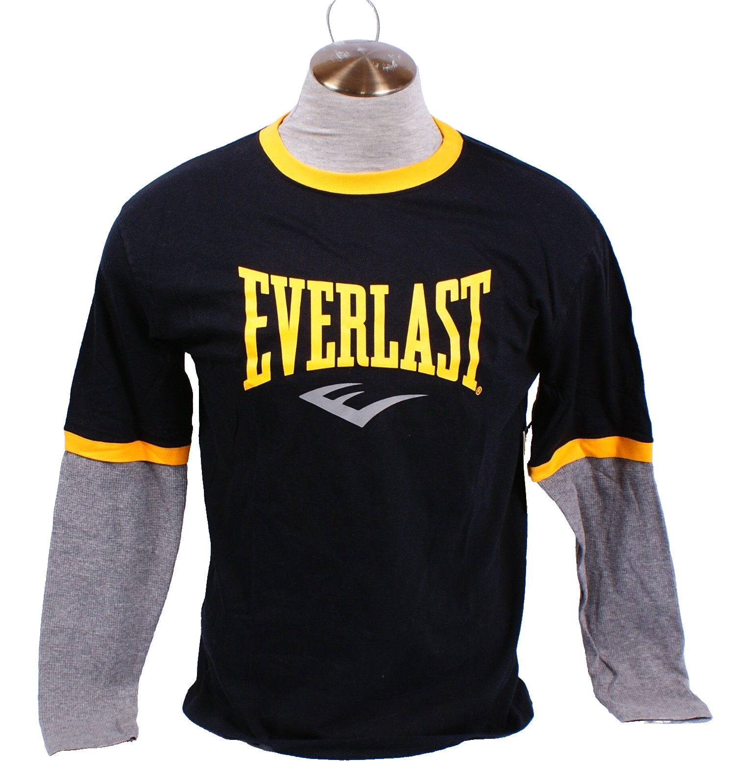 Everlast Men's M Black Gray Layered Long Sleeve Tee T Shirt Crew Neck Cotton gallery