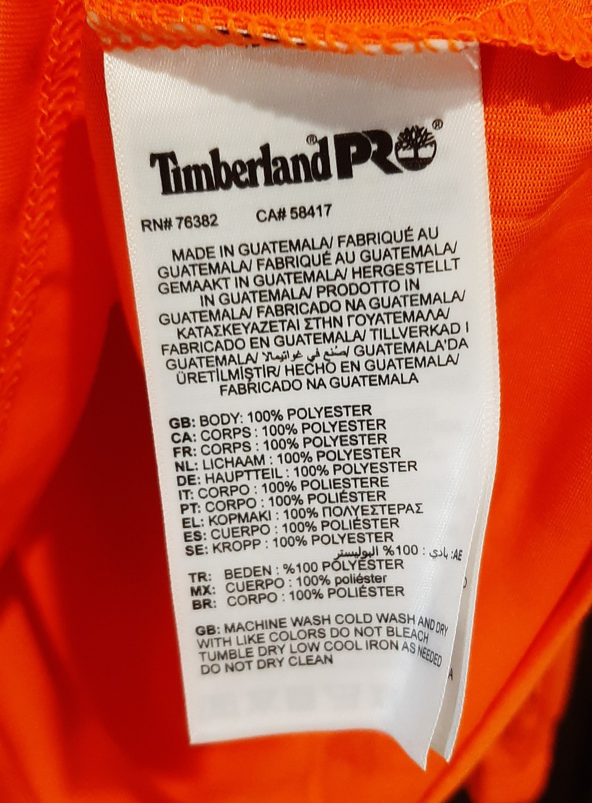 NWT Mens Medium Timberland Pro Athletic Fit Long Sleeve Orange Wicking Shirt gallery
