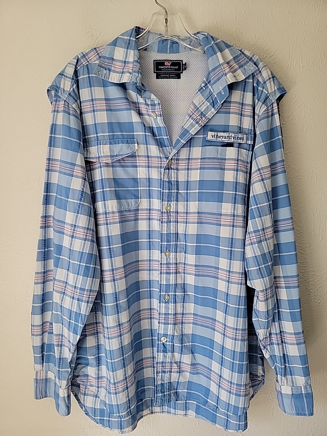 Vineyard Vines Mens Size M Performance Fishing Harbor Shirt Vented Blue Nylon gallery