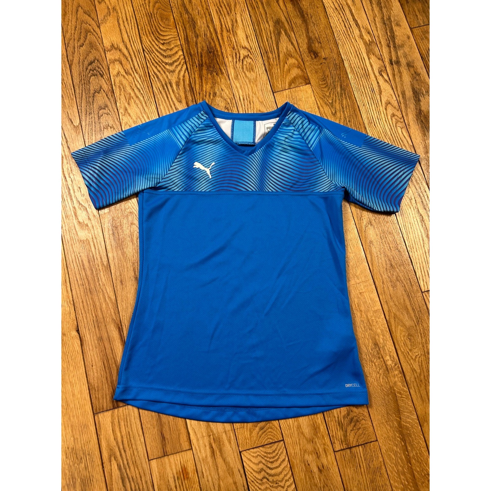 Puma DryCell Athletic T Shirt Top Blue Graphic Logo Short Sleeve Activewear gallery