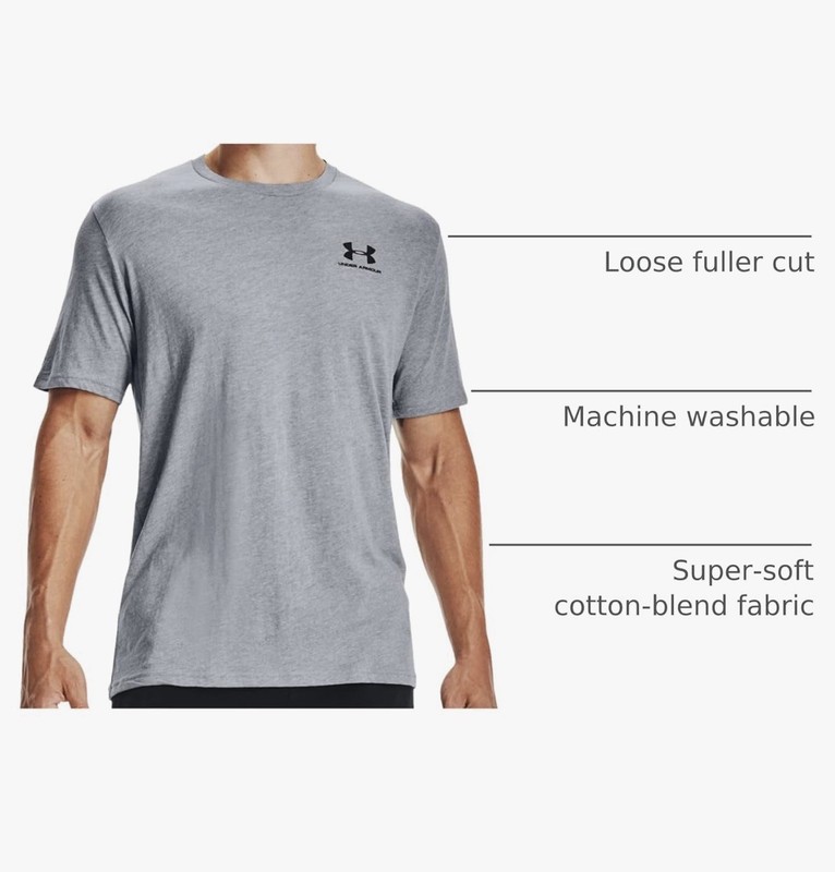 Under Armour Men's Sportstyle Left Chest Logo T-Shirt 1355910-001 Black Size S gallery