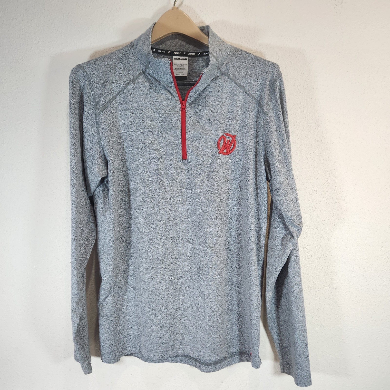 Marucci Men’s 1/4 Zip Pullover Gray Stretch Streetwear Travel Ready Medium gallery