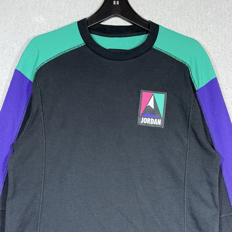Jordan Mountainside Thermal Shirt Men's Medium Black Green Purple Waffle Knit gallery