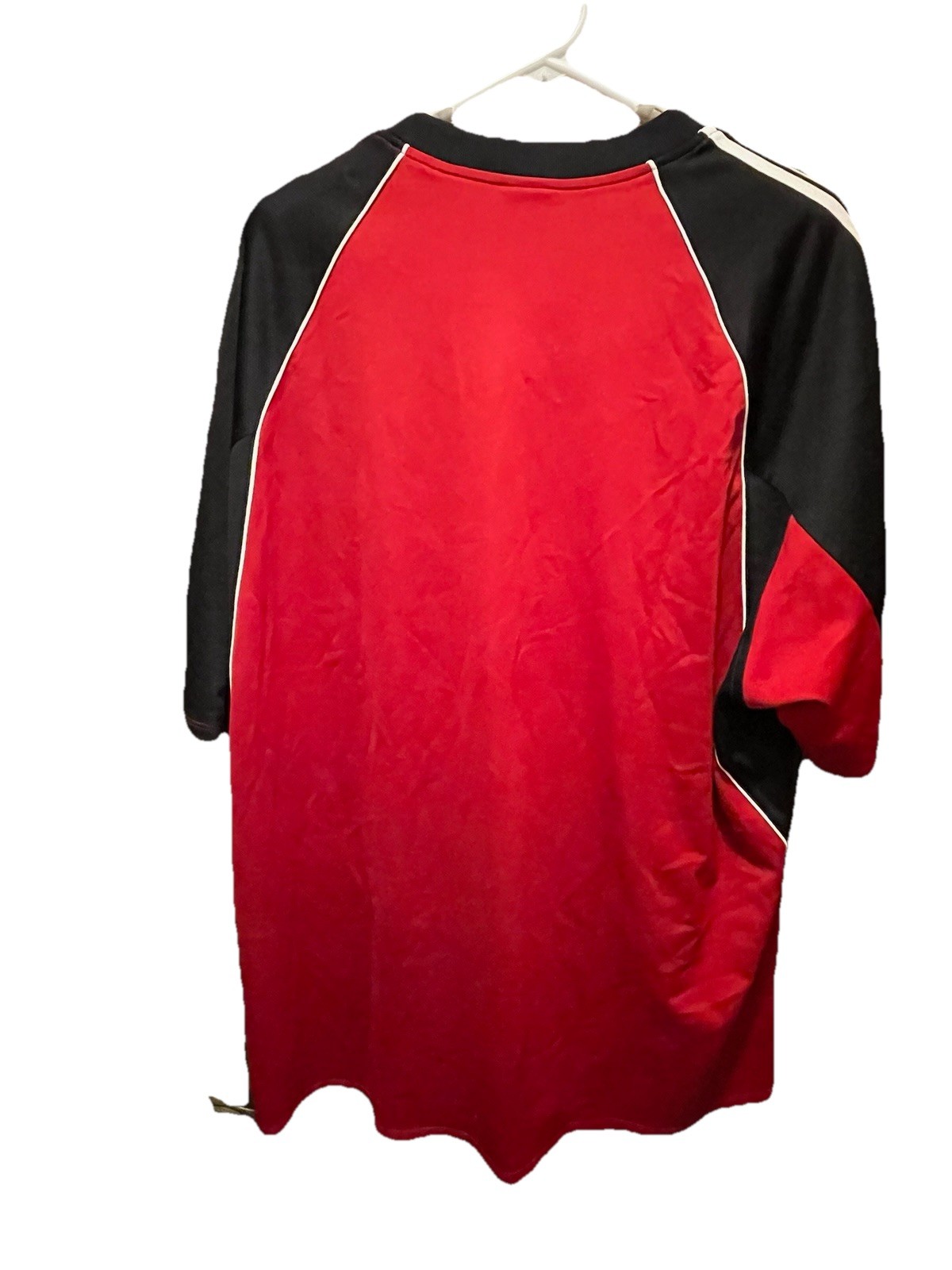 adidas Men’s 2XL Red/Black 3-Stripes Climacool Crew Neck Soccer Training Tee gallery