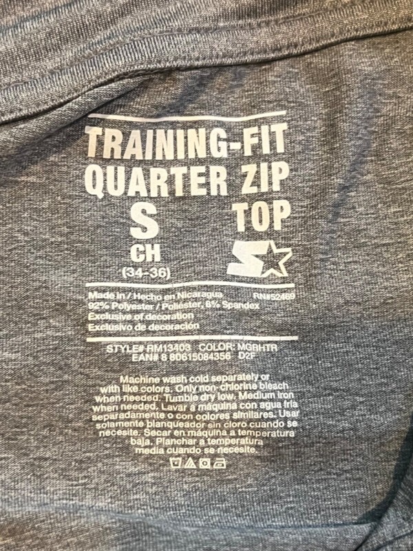 Training Fit Quarter Zip Sweatshirt S Gray Long Sleeve Dri Star Men’s gallery