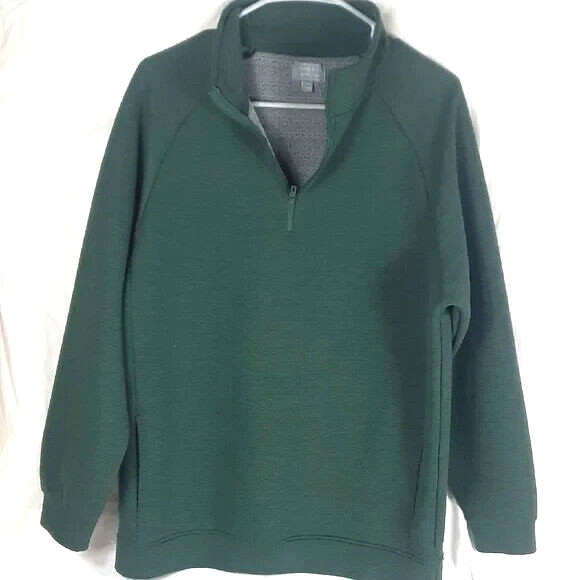 Berkley Jensen Mens Pull Over Long Sleeve Top Medium Half-Zip Sweat Shirt Green
