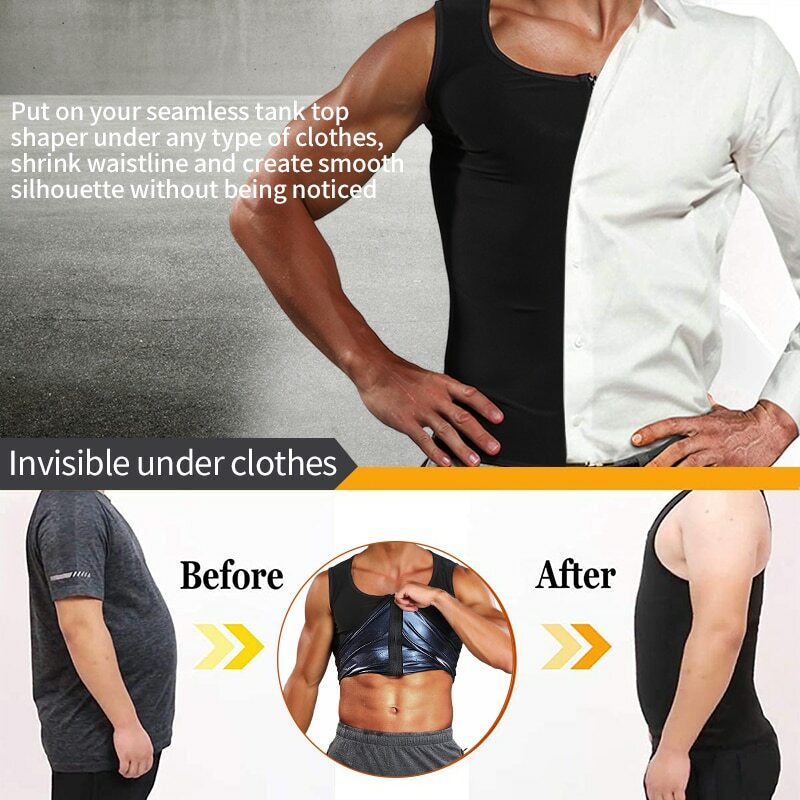 Men's Sauna Vest Waist Trainer Weight Loss Heat Trapping Sweat Enhancing Workout gallery