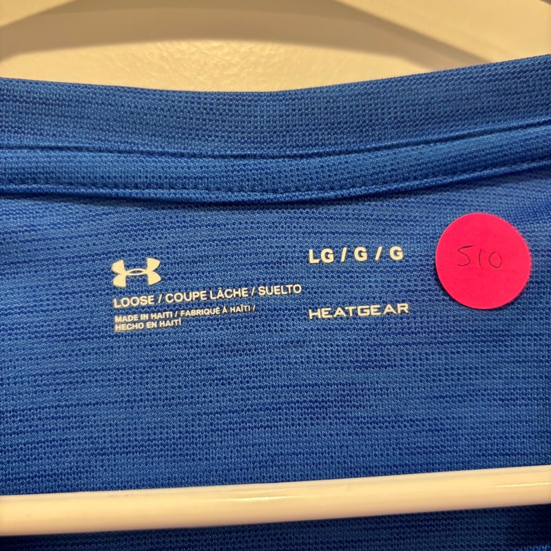 Under Armour Mens HeatGear Tech V-Neck T-Shirt Blue Heather Short Sleeve Large gallery