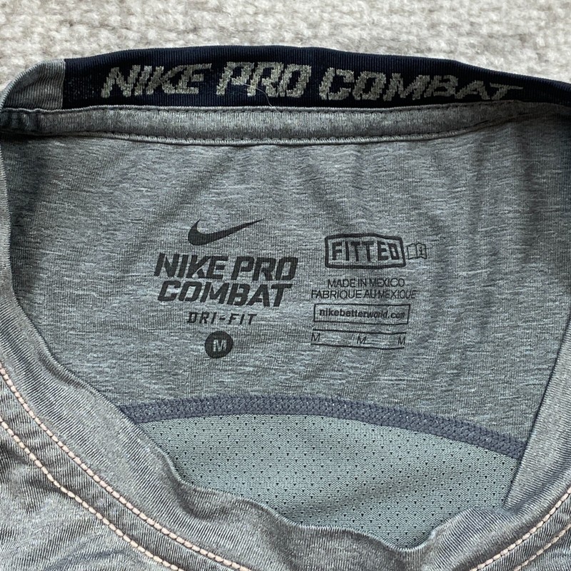 Nike Pro Combat Shirt Medium Gray Performance Center Swoosh Drifit Preppy Mens gallery