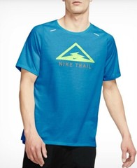 Nike Men’s Rise 365 Running Top Breathe T-shirt Laser Blue/Barely Volt Sz Small