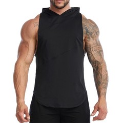 Mens Hooded Fitness Tank Tops Gym Bodybuilding Sport Workout Vest T Shirt Hoodie