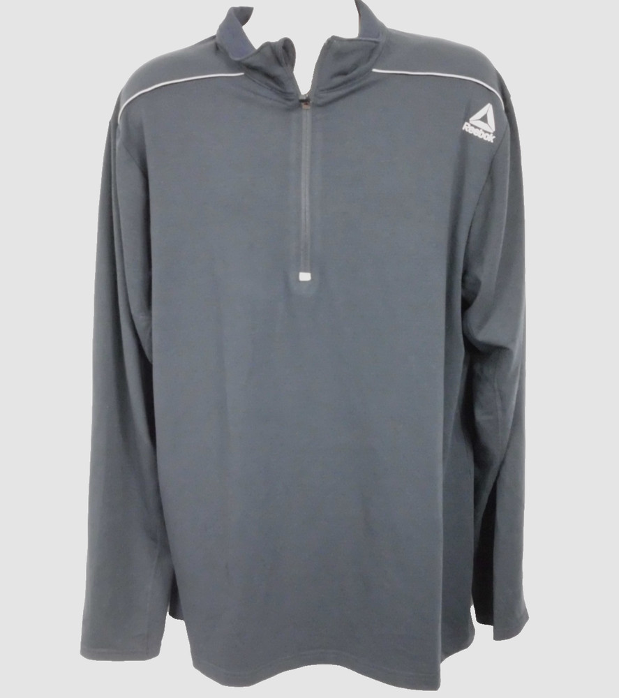 Reebok Mock Neck Pullover Mens 1/4 Zip Active Athletic Long Sleeve Shirt Navy XL