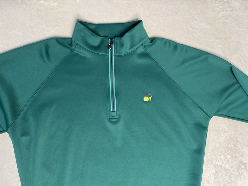 Masters Tech Men's M Green 1/4 Zip Mock Neck Logo Long Sleeve Pullover gallery