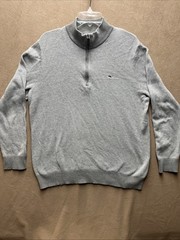 Vineyard Vines Pullover Mens Large Gray Sweater Quarter Zip Cotton/Poly/Wool