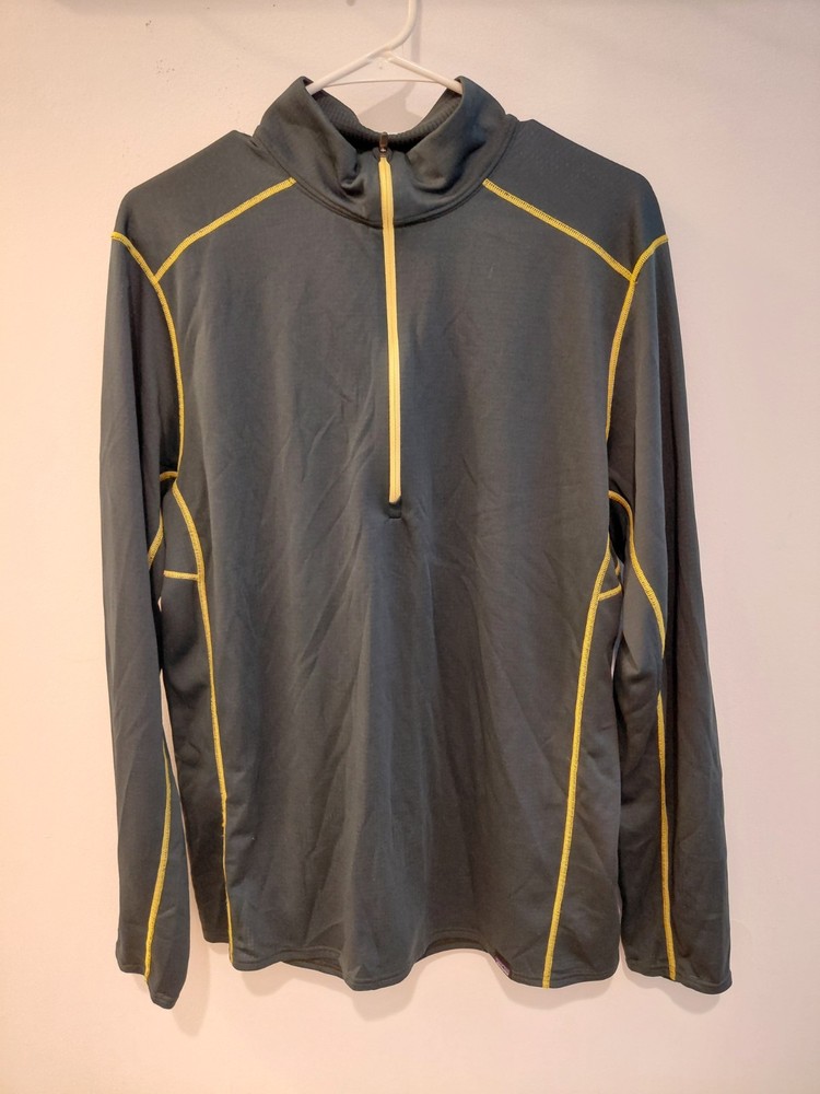 Patagonia Mens Midweight Capilene Base Layer Quarter Zip Long Sleeve Shirt Green